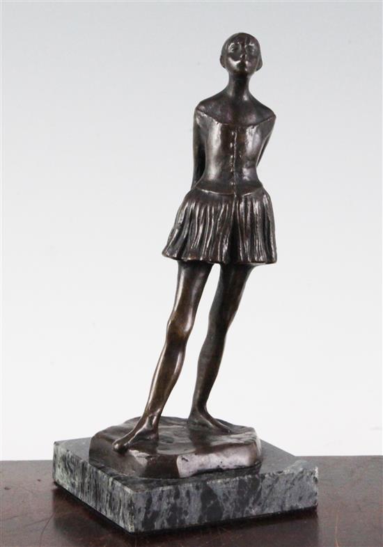 After Degas. A bronze figure of a lady, Little Dancer, 8.5in.